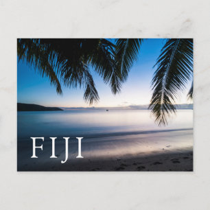 Tropisch strandgezicht bij zonsondergang, Fiji Briefkaart