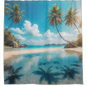 Tropisch strandhuis douchegordijn (Voorkant)