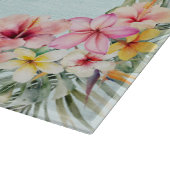 Tropisch Strandhuis Roze Bloemen Bloemen Botanisch Snijplank (Hoek)