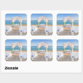 Tropisch strandhuwelijk Arbor Vierkante Sticker (Vel)