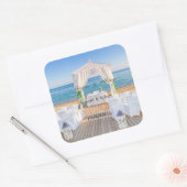 Tropisch strandhuwelijk Arbor Vierkante Sticker (Envelop)