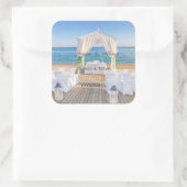 Tropisch strandhuwelijk Arbor Vierkante Sticker (Tas)