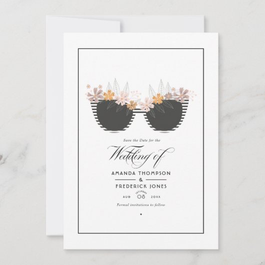 Tropisch strandhuwelijk in de zomer save the date (Voorkant)