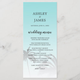 Tropisch strandhuwelijk met blauwe palmboom menu