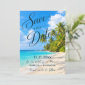 Tropisch strandhuwelijk Save the Date (Staand voorkant)