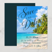 Tropisch strandhuwelijk Save the Date (Voorkant / Achterkant)