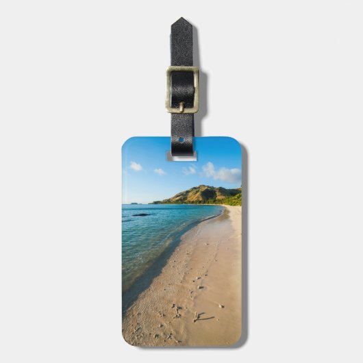 Tropisch strandlandschap, Fiji Bagagelabel (Voorkant verticaal)