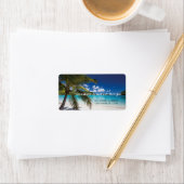 Tropisch Strandpalm Huwelijkslabel Etiket (Insitu)
