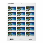 Tropisch Strandpalm Huwelijkslabel Etiket (Full Sheet)