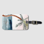 Tropisch strandpalm-monogram bagagelabel (Voorkant (horizontaal))