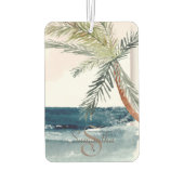 Tropisch strandpalm-monogram luchtverfrisser (Achterkant)