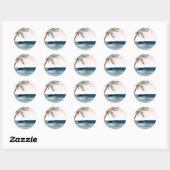 Tropisch strandpalm-monogram ronde sticker (Vel)