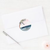 Tropisch strandpalm-monogram ronde sticker (Envelop)