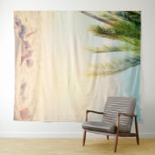 Tropisch strandpalm schelpen wandkleed (In Situ (horizontaal))