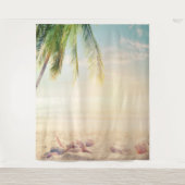 Tropisch strandpalm schelpen wandkleed (Voorkant)