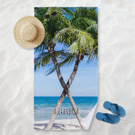Tropisch strandpalmboom DIY gepersonaliseerde foto Strandlaken