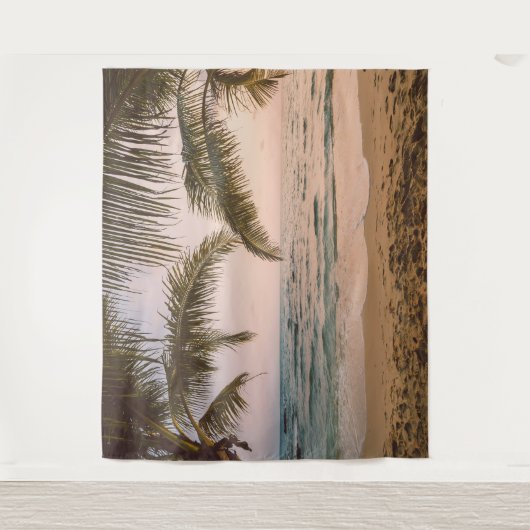 Tropisch strandpalmen achtergrondtapijt wandkleed (Voorkant)