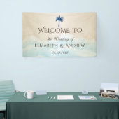 Tropisch strandpalmhuwelijk spandoek (Beurs)