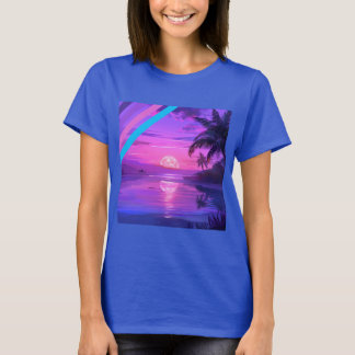Tropisch strandparadijs bij zonsondergang Dames T- T-shirt
