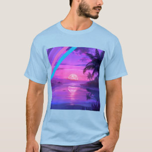 Tropisch strandparadijs bij zonsondergang Heren T- T-shirt