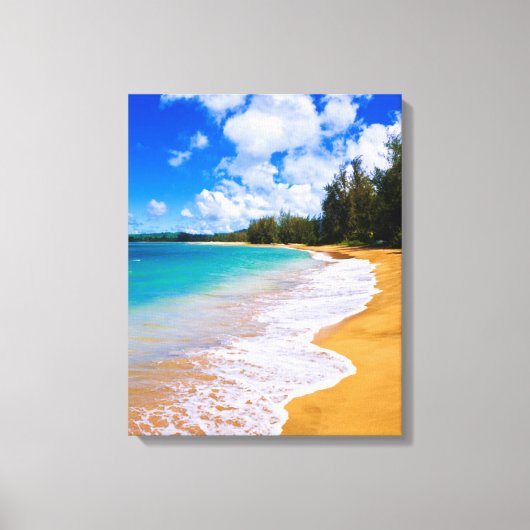 Tropisch strandparadijs, Hawaï Canvas Afdruk (Voorkant)