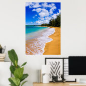 Tropisch strandparadijs, Hawaï Poster (Thuiskantoor)