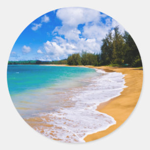 Tropisch strandparadijs, Hawaï Ronde Sticker