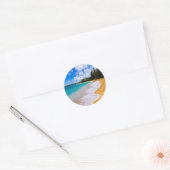 Tropisch strandparadijs, Hawaï Ronde Sticker (Envelop)