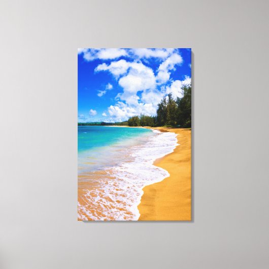Tropisch strandparadijs, Hawaii Canvas Afdruk (Voorkant)