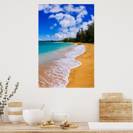 Tropisch strandparadijs, Hawaii Poster (Keuken)