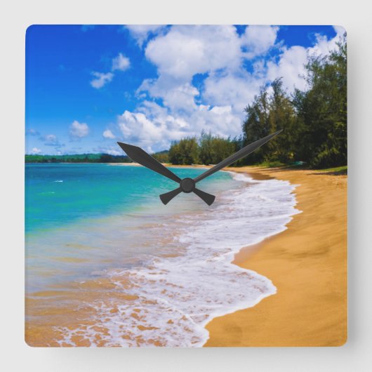 Tropisch strandparadijs, Hawaii Vierkante Klok (Voorkant)