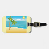 Tropisch strandparadijs met palmbomen bagagelabel (Voorkant horizontaal)