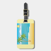 Tropisch strandparadijs met palmbomen bagagelabel (Voorkant verticaal)