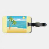Tropisch strandparadijs met palmbomen bagagelabel (Achterkant horizontaal)