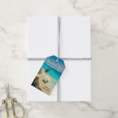 Tropisch strandparadijs met palmbomen bruiloft cadeaulabel (Met Touw)