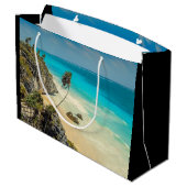 Tropisch strandparadijs met palmbomen groot cadeauzakje (Achterkant Gekanteld)