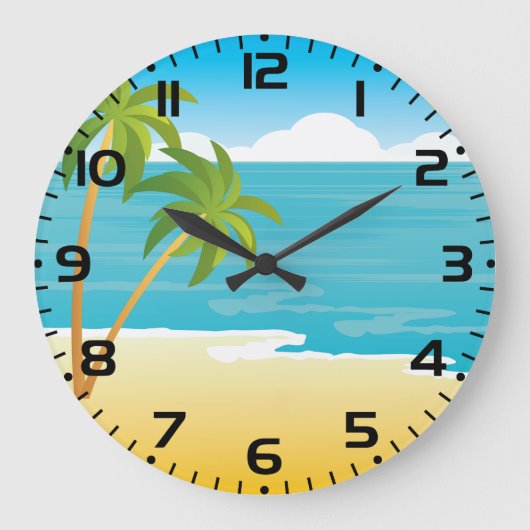 Tropisch strandparadijs met palmbomen grote klok (Voorkant)