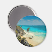 Tropisch strandparadijs met palmbomen magneet (Voorkant / Achterkant)