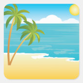 Tropisch strandparadijs met palmbomen vierkante sticker (Voorkant)