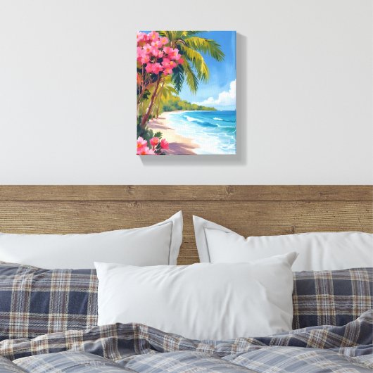 Tropisch strandparadijs | oceaanschilderij canvas afdruk (Insitu (Slaapkamer))