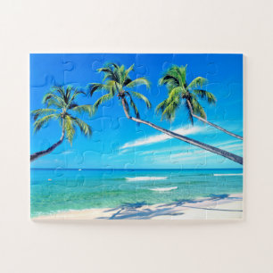 Tropisch strandparadijs palmbomen legpuzzel