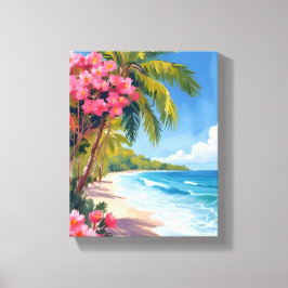 Tropisch strandparadijs | Schilderij van de oceaan Canvas Afdruk