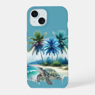 Tropisch strandparadijs Schildpad's Reis iPhone 15 Case