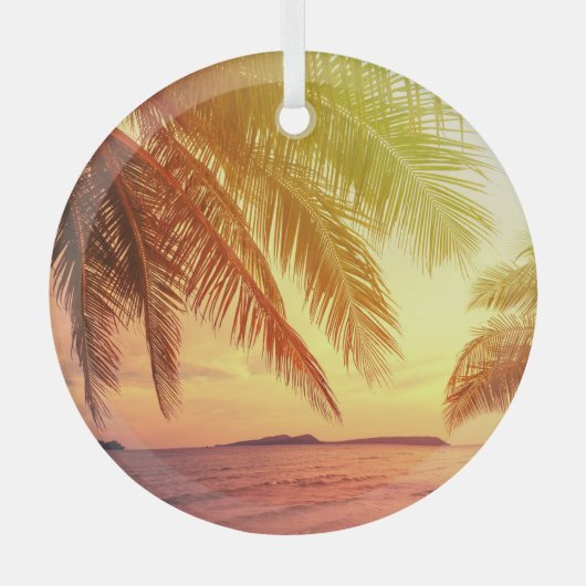 Tropisch strandparadijs: sereen landschap. glas ornament (Voorkant)