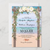 Tropisch strandprieel bloemverlichting Trouw Kaart (Voorkant)