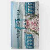 Tropisch Strandprieel Trouwbanner Spandoek (Verticaal)