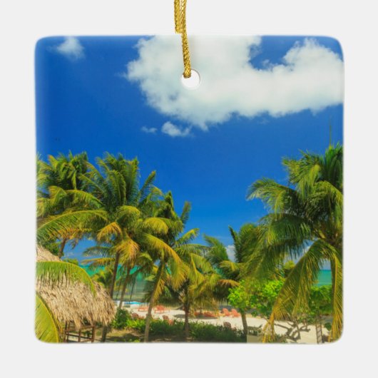 Tropisch strandresort, Belize Keramisch Ornament (Voorkant)