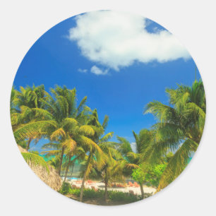 Tropisch strandresort, Belize Ronde Sticker