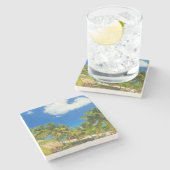 Tropisch strandresort, Belize Stenen Onderzetter (Zijkant)