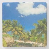 Tropisch strandresort, Belize Stenen Onderzetter (Voorkant)